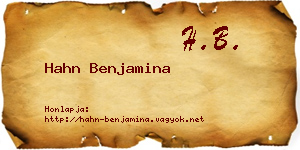 Hahn Benjamina névjegykártya